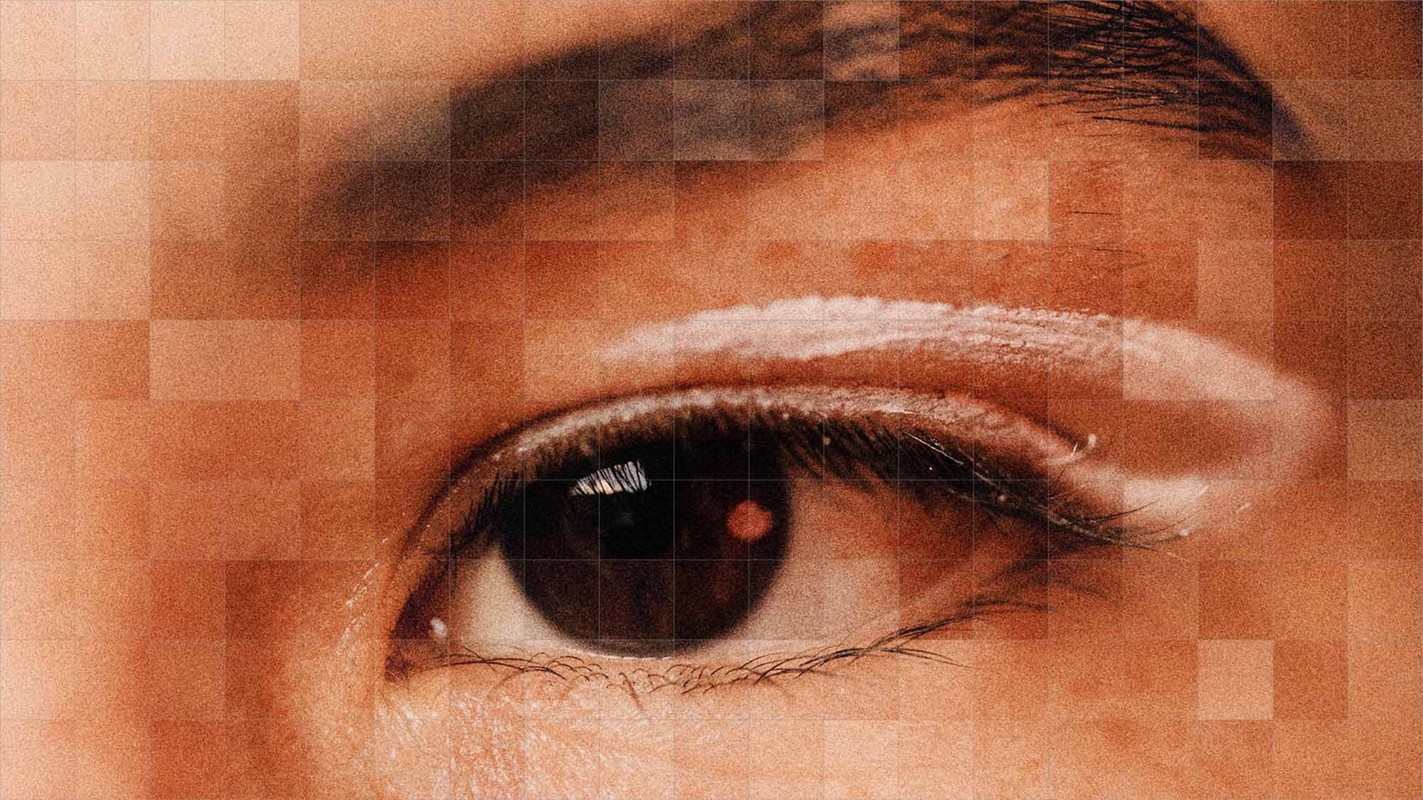 Gravity and Grace pixelated closeup of eye